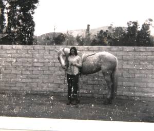 Molly in 1969 with Moonglow, a childhood horse